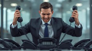 man stressed on the phone